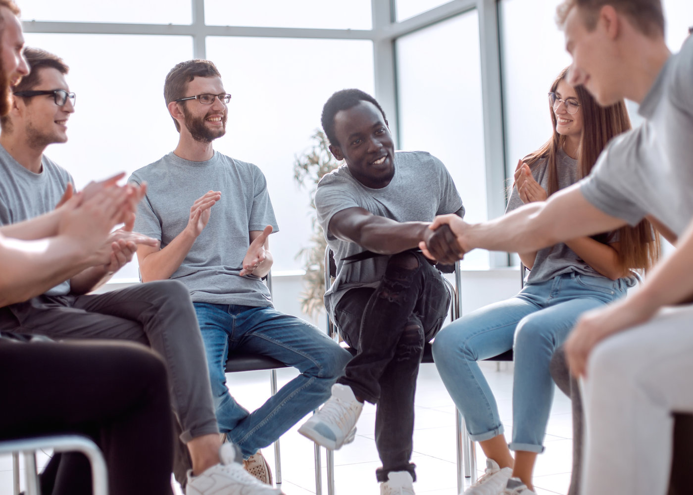Group of people in conversation